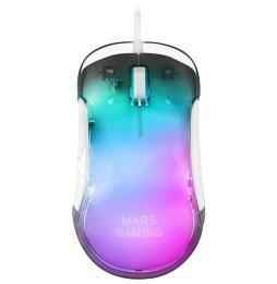 Ratón Gaming Mars Gaming MMGLOWW/ Hasta 12800 DPI/ Blanco