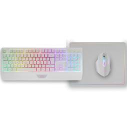 Pack Gaming Mars Gaming MCP124/ Teclado H-MECH + Ratón Óptico + Alfombrilla/ Blanco