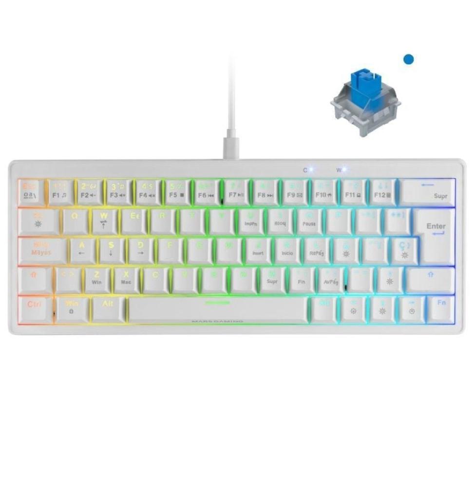 Teclado Gaming Mecánico Mars Gaming MKMINIPRO/ Switch Azul/ Blanco