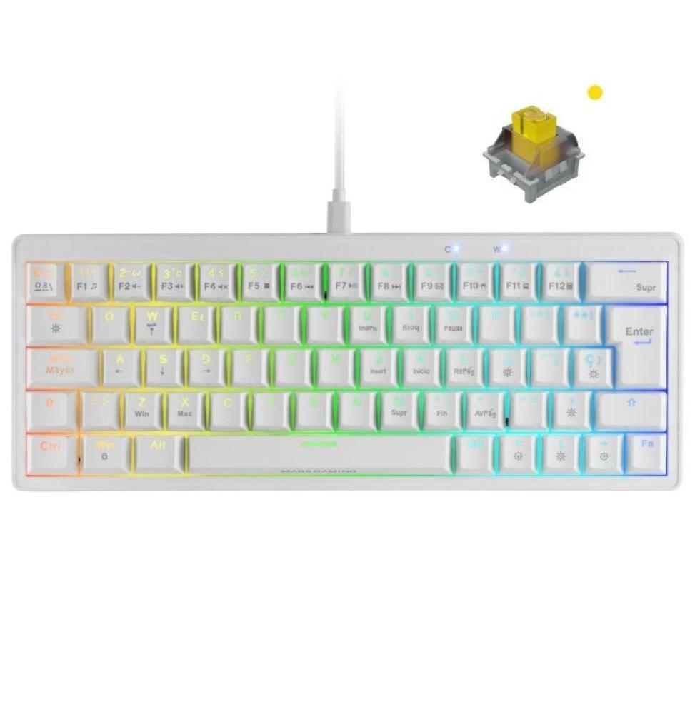 Teclado Gaming Mecánico Mars Gaming MKMINIPRO/ Switch Amarillo/ Blanco