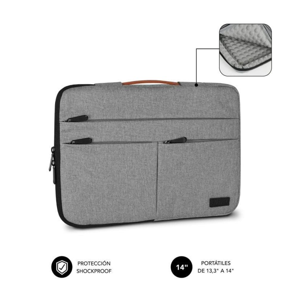 Funda Subblim Air Padding 360 Sleeve para Portátiles hasta 14'/ Gris Claro