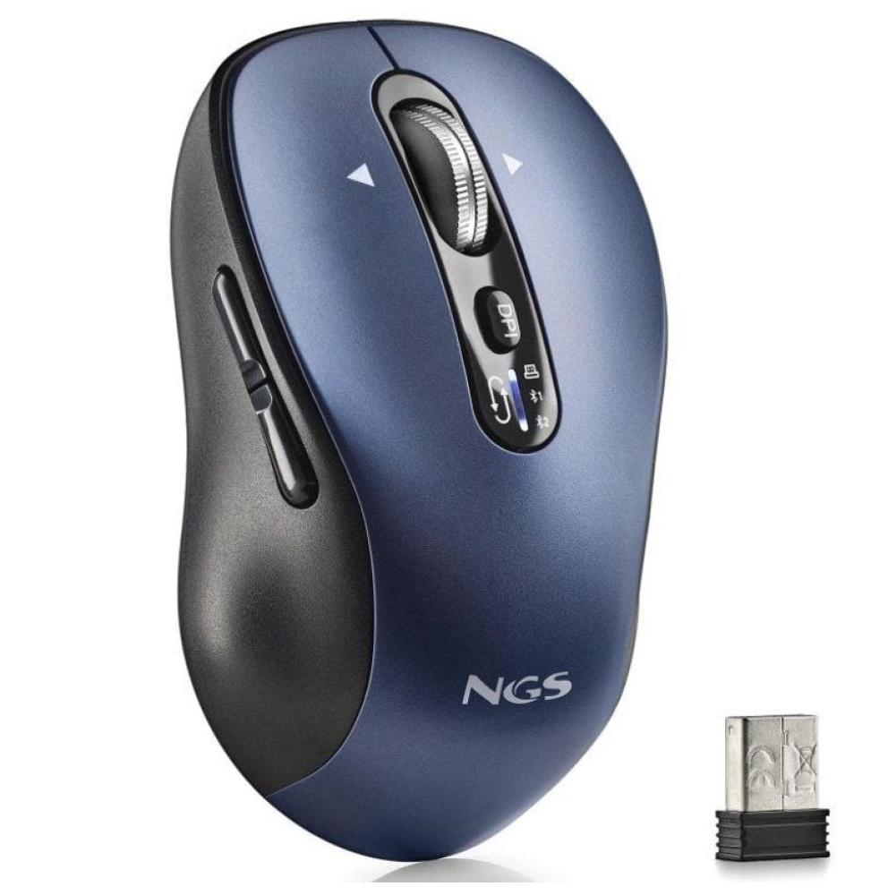 Ratón Inalámbrico por Bluetooth NGS Infinity-RB/ Batería recargable/ Hasta 3200 DPI/ Azul