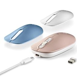 Ratón Inalámbrico por Bluetooth NGS Shell-RB/ Batería recargable/ Hasta 1600 DPI/ Azul/ Blanco/ Rosa