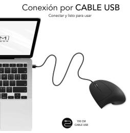 Ratón Ergonómico Subblim Glide Vertical Ergo Wired/ Hasta 1600 DPI/ Negro