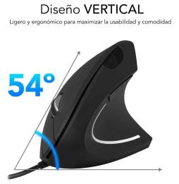 Ratón Ergonómico Subblim Glide Vertical Ergo Wired/ Hasta 1600 DPI/ Negro