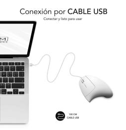 Ratón Ergonómico Subblim Glide Vertical Ergo Wired/ Hasta 1600 DPI/ Blanco