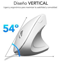 Ratón Ergonómico Subblim Glide Vertical Ergo Wired/ Hasta 1600 DPI/ Blanco