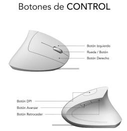 Ratón Ergonómico Subblim Glide Vertical Ergo Wired/ Hasta 1600 DPI/ Blanco