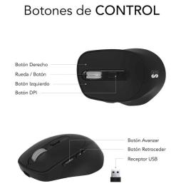 Ratón Ergonómico Inalámbrico por Bluetooth/ 2.4GHz Subblim Comfort Ergo Dual Battery/ Batería recargable/ Hasta 2400 DPI/ Negro