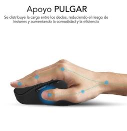 Ratón Ergonómico Inalámbrico por Bluetooth/ 2.4GHz Subblim Comfort Ergo Dual Battery/ Batería recargable/ Hasta 2400 DPI/ Negro