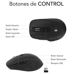 Ratón Ergonómico Inalámbrico por Bluetooth/ 2.4GHz Subblim Curve Ergo Dual Battery/ Batería recargable/ Hasta 1600 DPI/ Negro