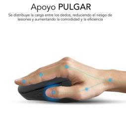 Ratón Ergonómico Inalámbrico por Bluetooth/ 2.4GHz Subblim Curve Ergo Dual Battery/ Batería recargable/ Hasta 1600 DPI/ Negro