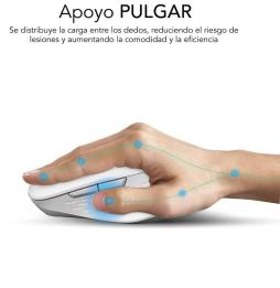 Ratón Ergonómico Inalámbrico por Bluetooth/ 2.4GHz Subblim Curve Ergo Dual Battery/ Batería recargable/ Hasta 1600 DPI/ Blanco