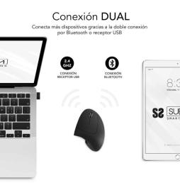 Ratón Ergonómico Inalámbrico por Bluetooth/ 2.4GHz Subblim Glide Vertical Ergo Dual Battery/ Batería Recargable/ Hasta 1600 DPI/