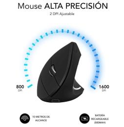 Ratón Ergonómico Inalámbrico por Bluetooth/ 2.4GHz Subblim Glide Vertical Ergo Dual Battery/ Batería Recargable/ Hasta 1600 DPI/