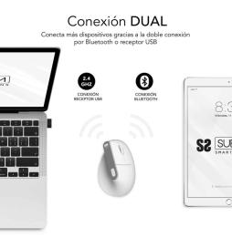 Ratón Ergonómico Inalámbrico por Bluetooth/ 2.4GHz Subblim Nature Vertical Ergo Dual Battery/ Batería Recargable/ Hasta 4000 DPI