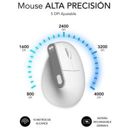 Ratón Ergonómico Inalámbrico por Bluetooth/ 2.4GHz Subblim Nature Vertical Ergo Dual Battery/ Batería Recargable/ Hasta 4000 DPI