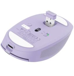 Ratón Inalámbrico por Bluetooth Trust Ozaa Compact Wireless/ Batería recargable/ Hasta 3200 DPI/ Morado