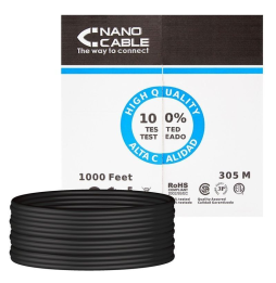 Bobina de Cable RJ45 para Exteriores UTP Nanocable 10.20.0304-EXT-BK Cat.5e/ 305m/ Impermeable/ Negro