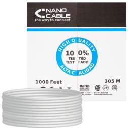 Bobina de Cable RJ45 UTP Nanocable 10.20.0304-FLEX Cat.5e/ 305m/ Gris