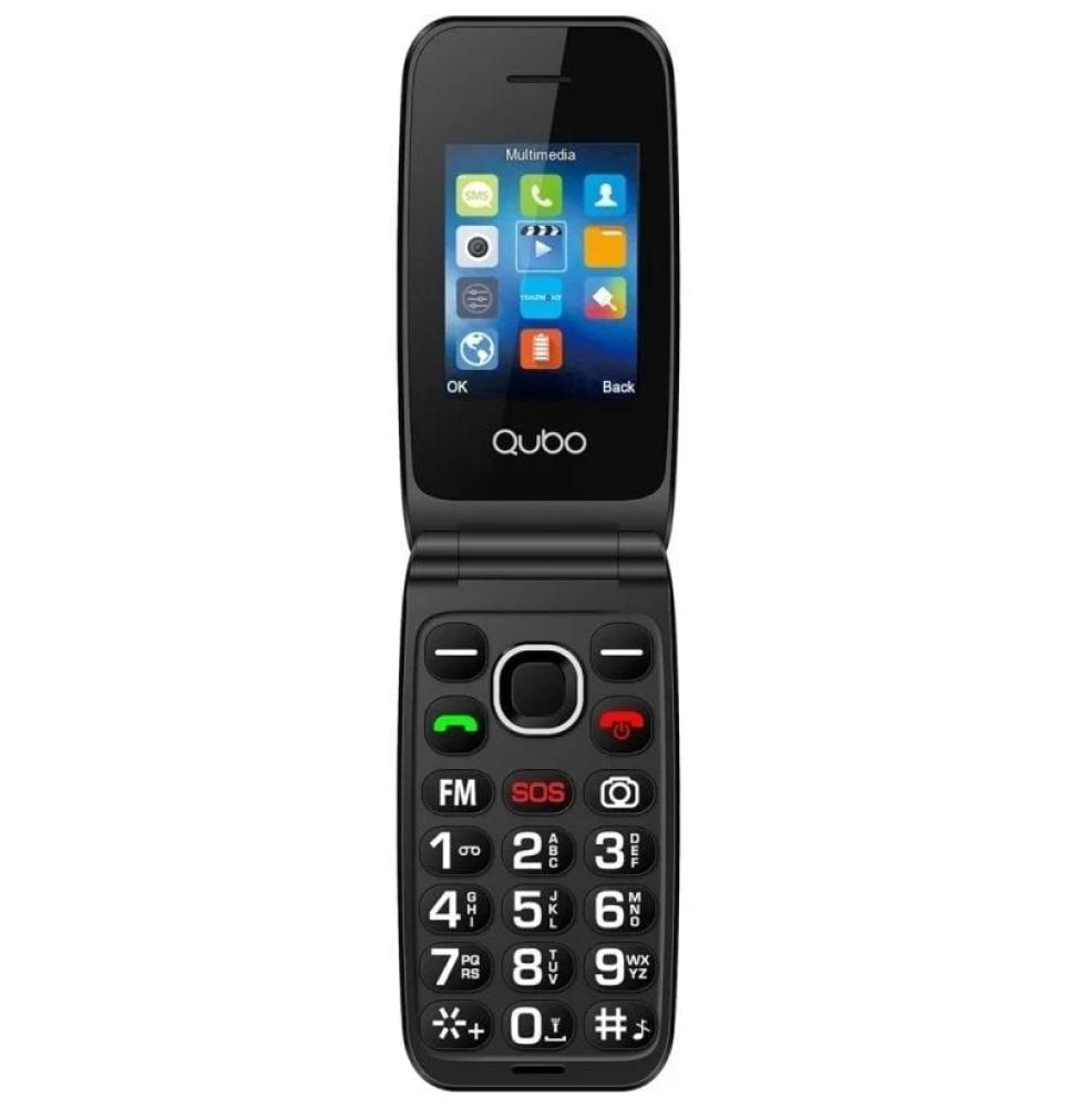 Teléfono Móvil Qubo NEON2W-SOS para Personas Mayores/ Negro/ Incluye Base de Carga