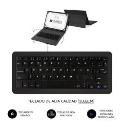 Funda con Teclado Subblim Keytab Pro USB para Tablets de 10.1'-11'/ Negra