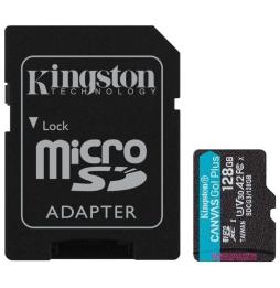 Tarjeta de Memoria Kingston CANVAS Go! Plus 128GB microSD XC con Adaptador/ Clase 10/ 170MBs