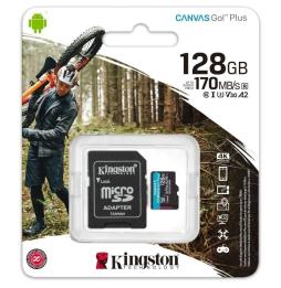 Tarjeta de Memoria Kingston CANVAS Go! Plus 128GB microSD XC con Adaptador/ Clase 10/ 170MBs