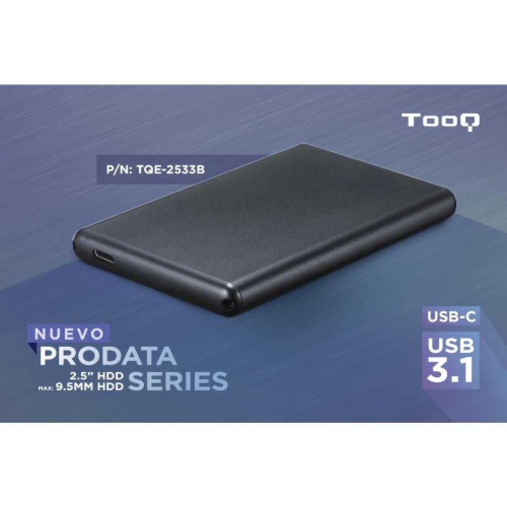 Tooq - TQE-2533B - Caja externa 2,5" SATA III a USB-C / 3.1