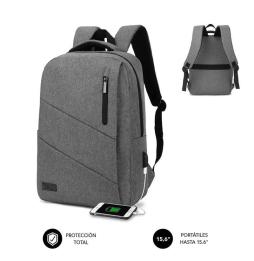 Mochila Subblim City Backpack para Portátiles hasta 15.6'/ Puerto USB/ Gris