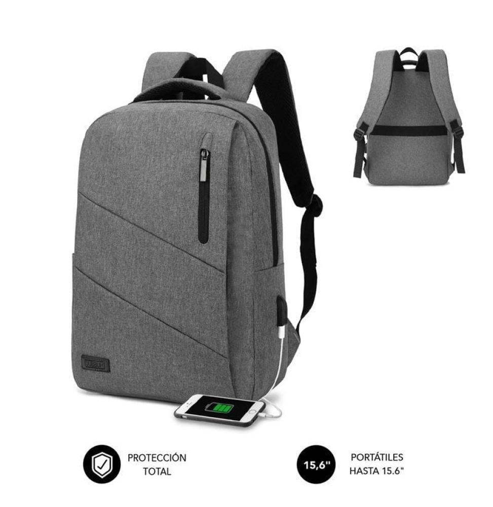 Mochila Subblim City Backpack para Portátiles hasta 15.6'/ Puerto USB/ Gris