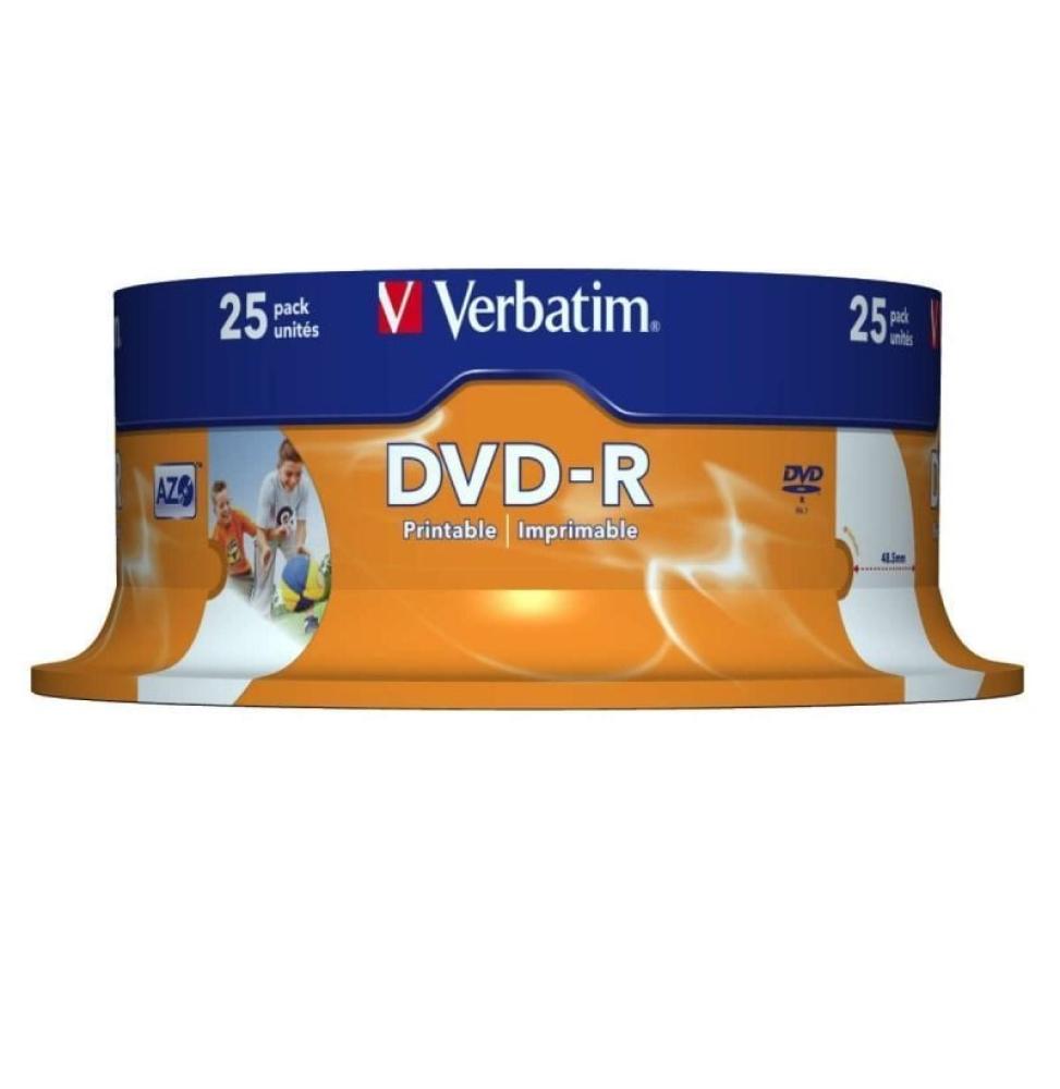 DVD-R Verbatim Imprimible 16X/ Tarrina-25uds