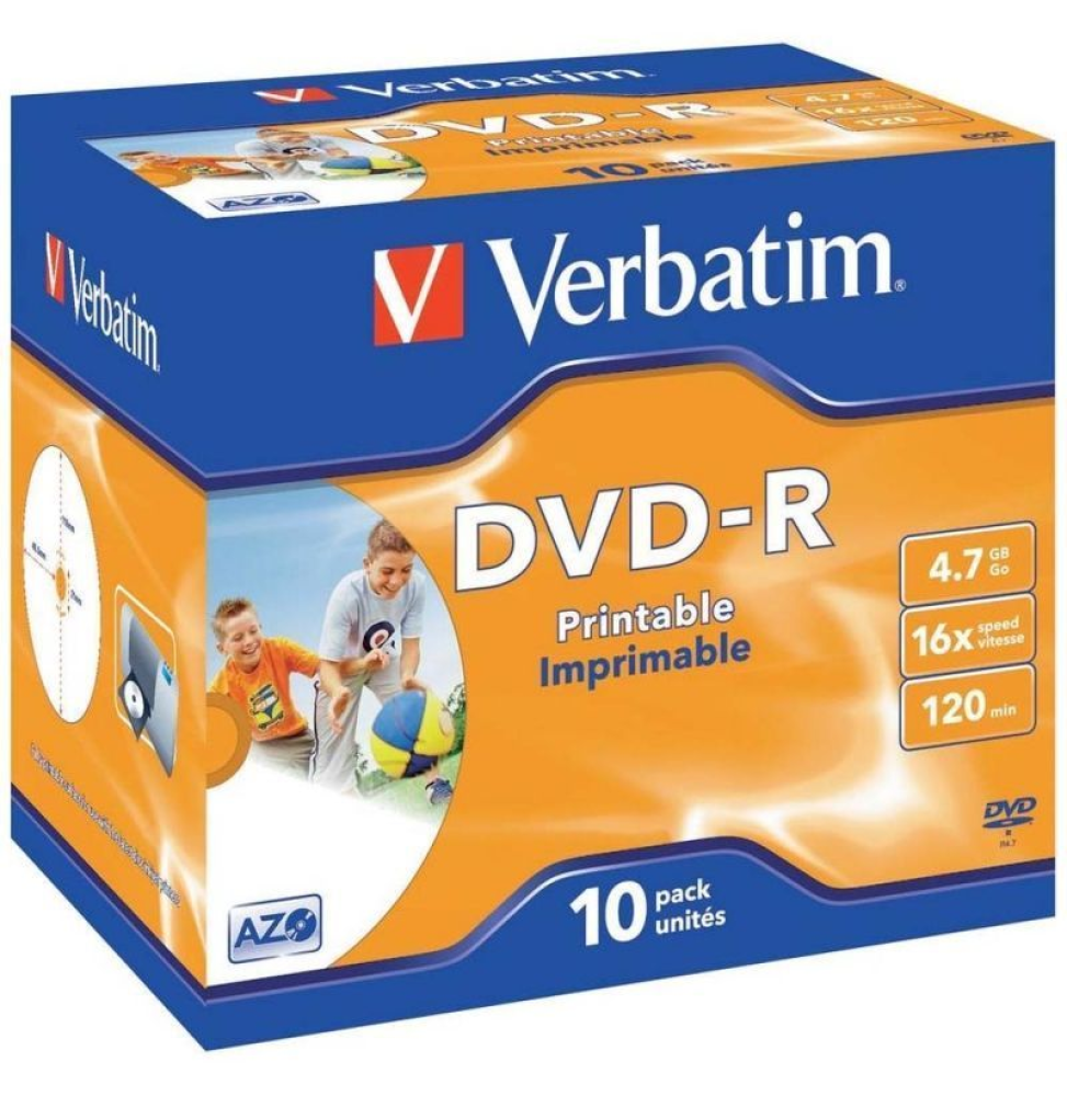 DVD-R Verbatim Imprimible 16X/ Caja-10uds