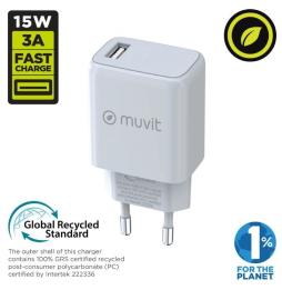 Cargador de Pared Muvit For Change MCACC0002/ 1xUSB/ 15W