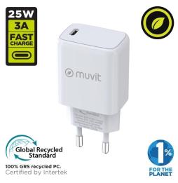 Cargador de Pared Muvit For Change MCACC0012/ 1xUSB Tipo-C/ 20W