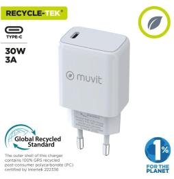 Cargador de Pared Muvit For Change MCACC0014/ 1xUSB Tipo-C/ 30W