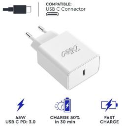 Cargador de Pared Myway MWACC0018/ 1xUSB Tipo-C/ 45W