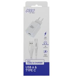 Cargador de Pared Myway MYWEPAK0002/ 1xUSB + Cable USB Tipo-C/ 15W