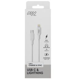 Cable USB 2.0 Tipo-C Lightning Myway MWUSC0023/ USB Tipo-C Macho - Lightning Macho/ 1m/ Blanco