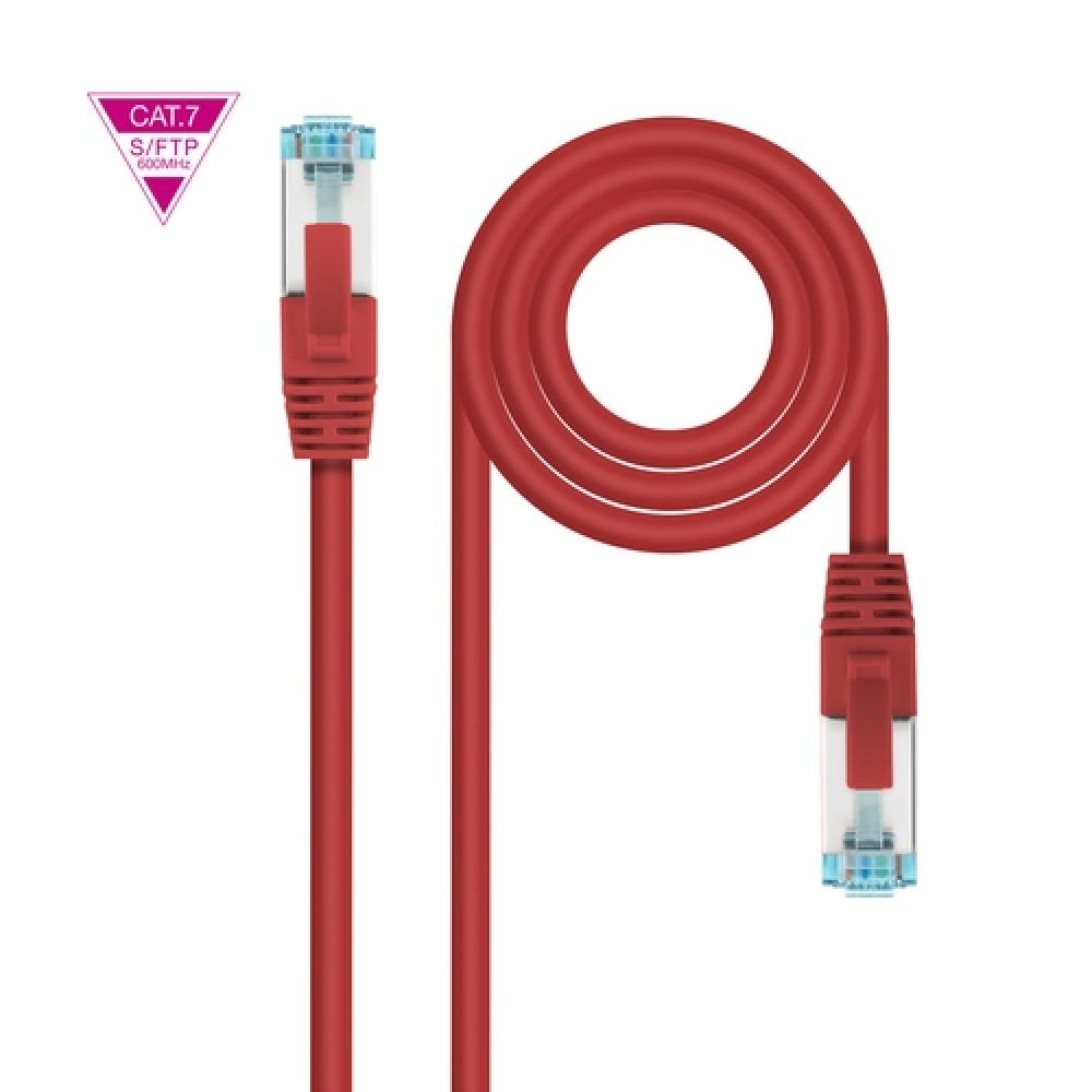 Cable de Red Latiguillo Cat.7 600MHZ LSZH SFTP PIMF AWG26, Rojo, 1 m