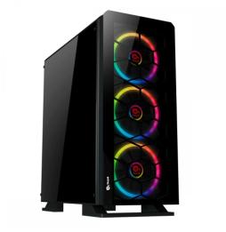 Talius - Caja Gargola LED RGB - Inc 3 Ventiladores RGB - NO GRABADORA - 2xUSB 2.0 - 1x USB 3.0 - Audio - 2x3.5"+2x2.5" - Cristal