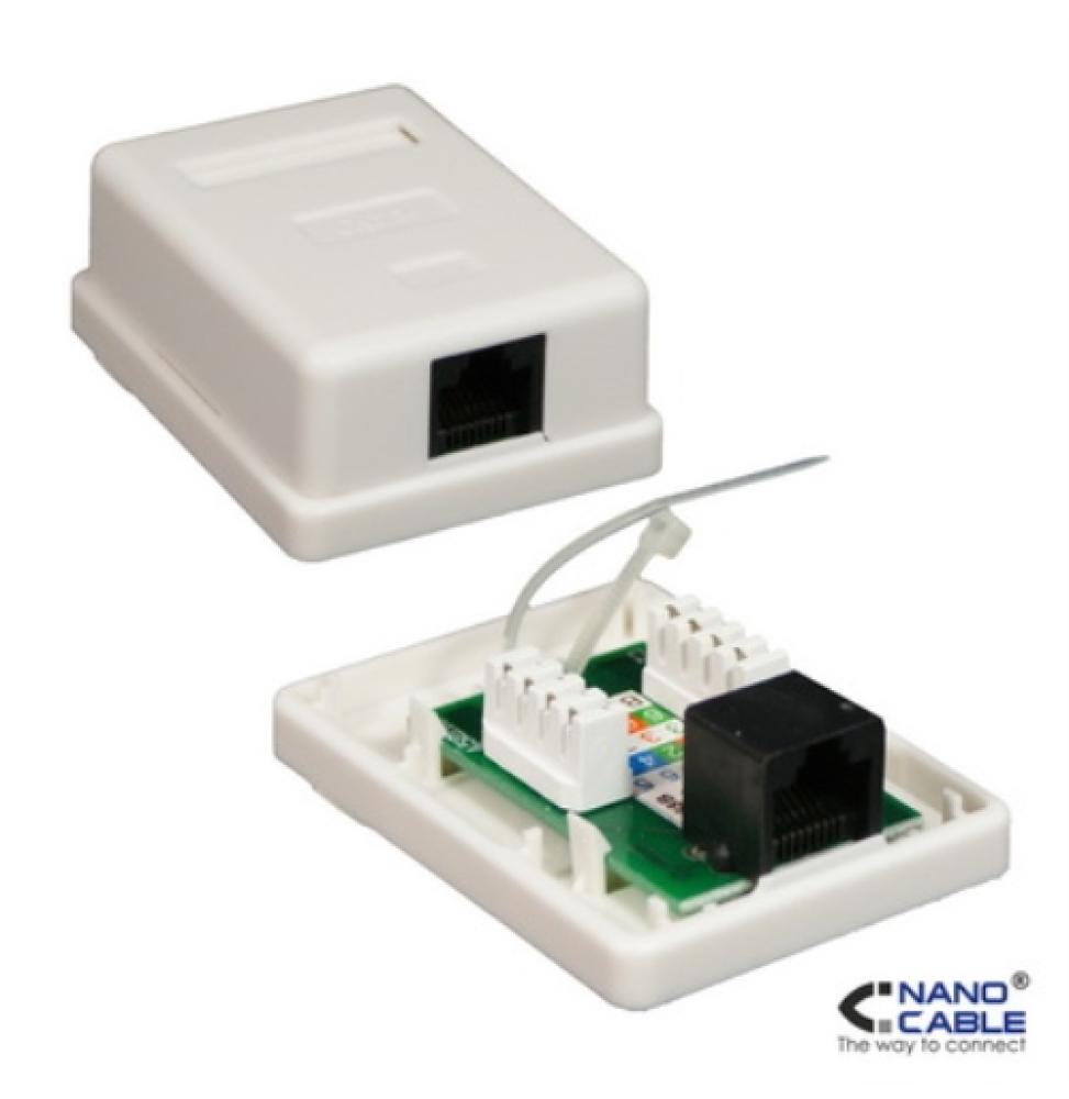 Nanocable - Roseta de superficie RJ45 CAT.6 UTP 1 toma - color BLANCO