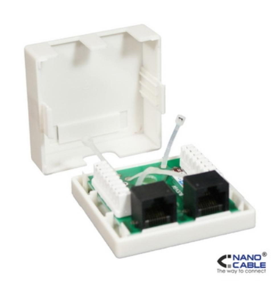 Nanocable - Roseta de superficie RJ45 CAT.5E UTP 2 tomas - color BLANCO