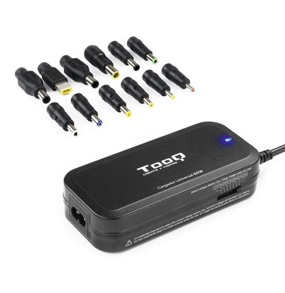 Cargador de Portátil TooQ TQLC-90BS02M/ 90W/ Manual/ 12 Conectores/ Voltaje 15-24V/ 1 USB