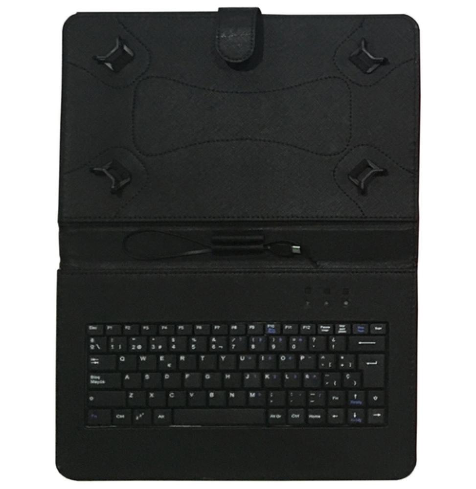 Talius - Funda para tablet 10.1" con teclado - USB Tipo-C y micro USB - Negro