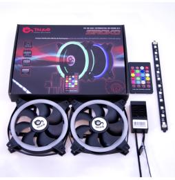 Talius - Kit Ventiladores Siroko - 2 Ventiladores 12 cm RGB + Tira LED + Controlador remoto