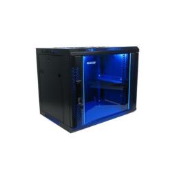 Armario rack mural PHASAK 15U 600x450 negro + Ventilacion/Luz Azul