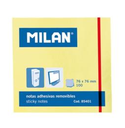 MILAN BLOC NOTAS ADHESIVAS 100 HOJAS 76X76MM AMARILLO - 10U.