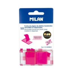 MILAN MARCADORES DE PÁGINA REMOVIBLES 50 PUNTOS 45X25MM ROSA TRASLÚCIDO