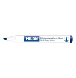 Milan Rotuladores para pizarra blanca color azul. Borrable en seco.Punta redonda 4,7 mm. Caja de 12 unidades.